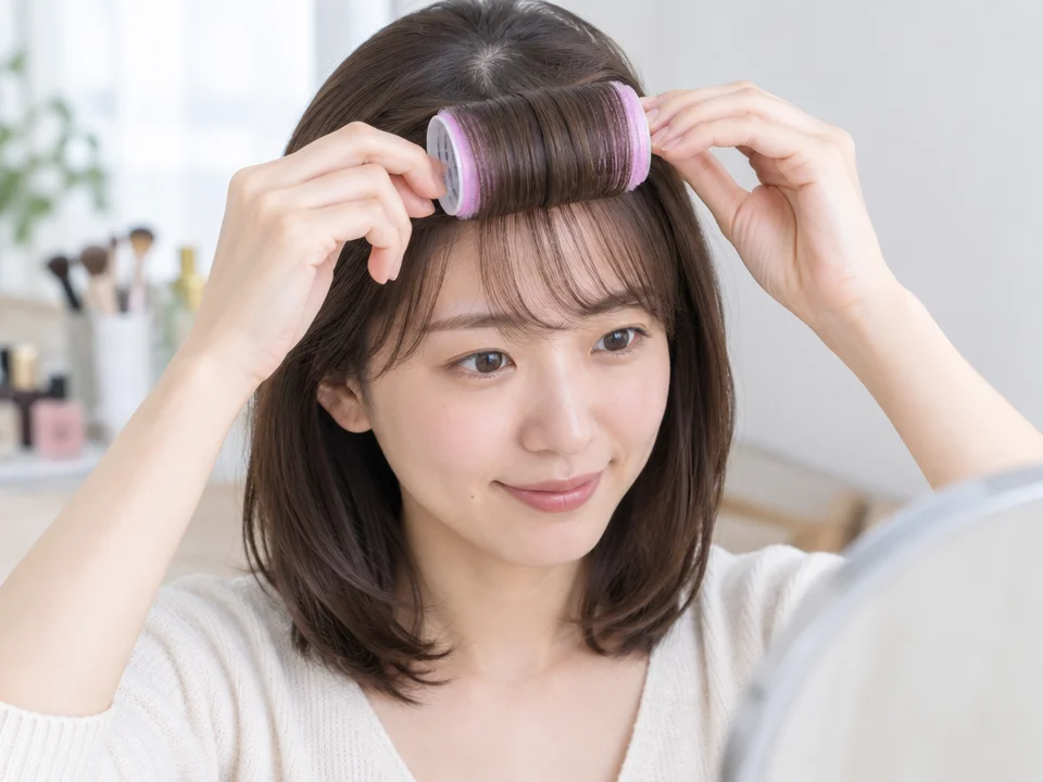 カーラーを使った前髪の巻き方