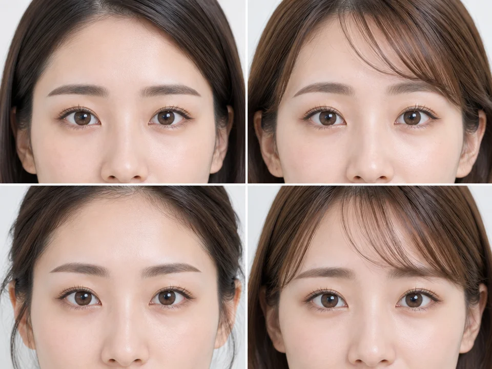 眉毛の形で変わる印象を比較