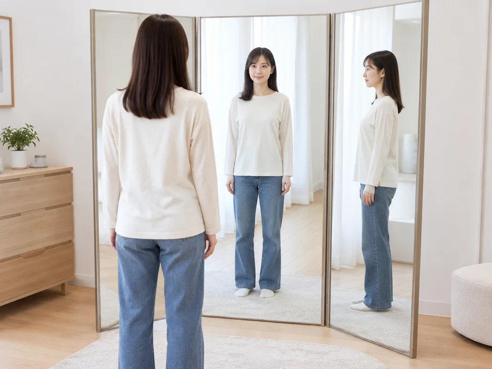 服の上からバストのバランスを確認する方法